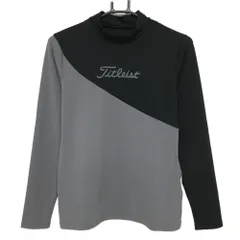 【超美品】タイトリスト 長袖ハイネックシャツ グレー×黒 バイカラー 胸ロゴプリント レディース M ゴルフウェア TITLEIST