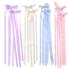 【特価商品】ヘアアクセサリー リボン付き おしゃれ レース ヘアクリップ ヘアクリップ ミニ 髪飾り リボン バンスクリップ リボン 蝶結び 蝶結び 髪飾りおしゃれ 跡がつかない 可愛い 髪留め ヘアピン女性 子供 8個セット) レディース (4色 誕生日 ヘ