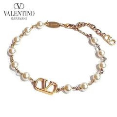 Valentino Garvani ヴァレンティノ ガラヴァーニ バレンチノ ブレスレット Vロゴ パールビーズ ゴールド