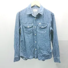 ◇ earthmusicecology Leeコラボ フロントボタン 長袖 シャツ サイズM ブルー レディース E  【1304210024344】