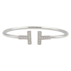 ティファニー TIFFANY＆CO ブレスレット Tワイヤー ブレスレット ダイヤ 腕回16㎝ K18WG（ホワイトゴールド） ダイヤモンド Tワイヤー ブレスレット ダイヤ レディース Used A