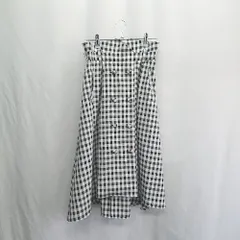 ◇ ⊂ ◎ MAJESTIC LEGON チェック柄 ひざ丈 フレア スカート サイズM ホワイト ブラック レディース E  【1411210016115】