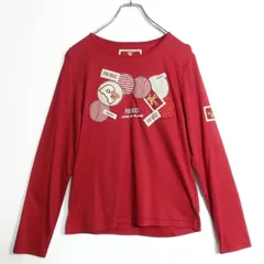 ピンクハウス★ワッペンがいっぱい♪長袖カットソー Tシャツ 赤系 大きいサイズ4(L) クマ&ドット&ギンガム♪z15553