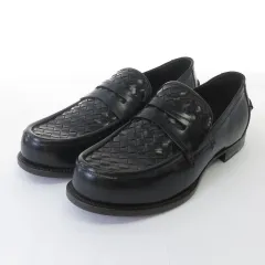 ボッテガヴェネタ BOTTEGA VENETA 美品 ローファー イントレチャート レザーシューズ 革靴 イタリア製 黒 ブラック 41.5 約26.5cmのサムネイル
