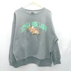 ◇ ⊇ Grace グレイス トムとジェリー プリント 裏起毛 長袖 スウェット トレーナー サイズXL ダークグレー レディース E  【1412090013683】