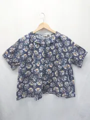 ◇ Θ SM2 サマンサ モスモス 花柄 半袖 シャツ サイズF ネイビー レディース E  【1506250005226】