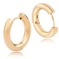 【幅4mm 内径14mm 色：ゴールド 1ペア】[Adelina Style] サージカルステンレス フープピアス リングピアス レディース メンズ 太め 金属アレルギー対応 プレゼント