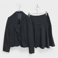 【美品】【BASIQUES de VILLE SUITS】『スカートセットアップスーツ』ビジネススーツ ブラック(7号) 商品A4 管理A