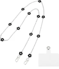 安芸熊屋 スマートフォン ショルダーベルト 斜めがけ 首掛け 肩掛け ストラップ スマホ Android iPhone(花柄,  M)