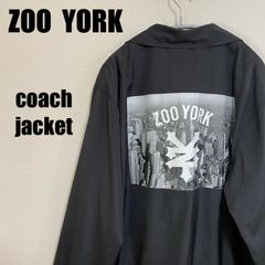 ズーヨーク ZOO YORK コーチジャケット ナイロンジャケット 黒 ブラック メンズLサイズ  フォトプリント 背面デザイン バックプリント ストリート