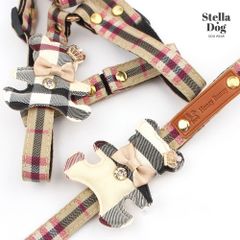 【閉店セール全品半額】チェック柄ハーネス＆リードセット　くまさん　散歩　犬服　ドッグウェア