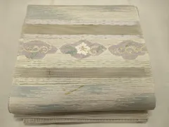 平和屋着物＊夏物　八寸名古屋帯　絽綴れ　横段花唐草文　金銀糸　正絹　逸品　CAAW8818oy