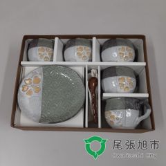 陶器製コーヒーカップ ５客セット（緑地）