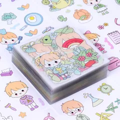 【人気商品】人物 かわいい シール ステッカー 女の子 手帳シール 100枚 おしゃれ フレークシール 大量 素材 (D) コラージュ