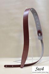 国内生産 ハンドメイド 本革　ギターストラップ(Genuine Leather Guitar Strap)　ワインレッド