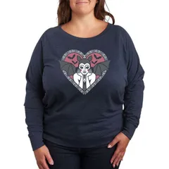 【送料無料】 ライセンス キャラクター レディース Tシャツ トップス Plus Size Bat Pinup Pullover Heather Blue