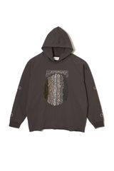 BRAINWASHING EMBROIDERY HOODIE - CHARCOAL フーディ パーカー