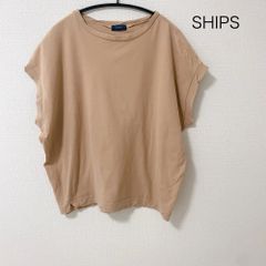 AB0553 SHIPS コットン100% ベージュ フレンチスリーブ Tシャツ ゆったりシルエット 春夏
