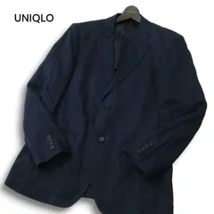 上質★ UNIQLO ユニクロ 春夏 麻 プレミアム フレンチ リネン100％★ テーラード ジャケット Sz.XL メンズ 紺 大きいサイズ