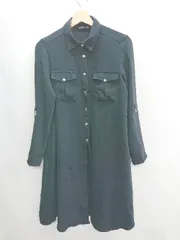 ◇ ⊇ ZARA BASIC ザラ ベーシック ベルト装飾 長袖 ロング丈 ワンピース サイズS ネイビー レディース E  【1408220048274】