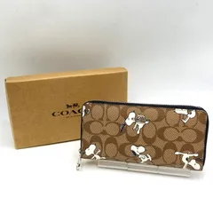 【中古美品】COACH コーチ×PEANUT ピーナッツ SNOOPY SIGNATURE ZIP AROUND WALLET C4596 スヌーピー シグネチャー ジップ アラウンド ウォレット 長財布 レディース【181-250417-as-25-izu】