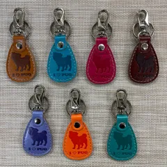 パグ　PUレザー キーホルダー 全7色◆I♡犬種シリーズ◆ 1個価格