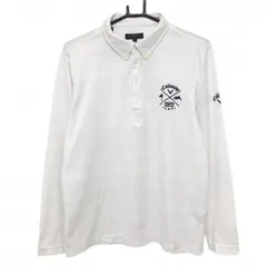 ★SALE価格★キャロウェイ 長袖ポロシャツ 白 ボーダー地模様 胸ロゴネイビー メンズ LL ゴルフウェア Callaway