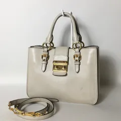 2507-269｜美品｜ミュウミュウ 2WAY ハンドバッグ レザー グレージュ