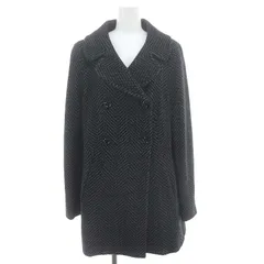 マックスマーラ MAX MARA ウール ヘリンボーン柄 Pコート ダブル 42 黒 ブラック /MI ■OSのサムネイル