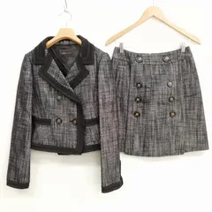 ビーシービージーマックスアズリア BCBGMAXAZRIA 美品 ツイード スカート スーツ セットアップ ダブル ジャケット ミニ丈 XS / 04 ブラックのサムネイル