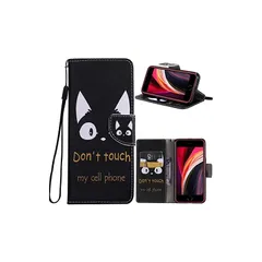 iPhone SE 第3世代 2022 ケース スマホケース 手帳型 ケース iPhone SE 第3世代 / iPhone SE 第2世代 2020 カバー 猫 ストラップホール付きスタンド機能付き スマホカバー 財布型 マグネット付き シンプル カード 0