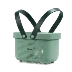 【数量限定】グリーン) (Sサイズ 持ち運び 持ち手 大容量 通気性 バス用品 カゴ スパバッグ バスルーム用バスケット AoAkiSORA