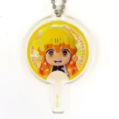 【中古】キーホルダー 我妻善逸 「鬼滅の刃 みに隊士 お揃いクリアうちわランダムアクリルチャーム」