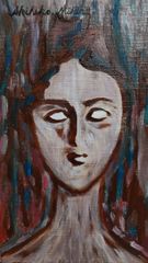 Akihiko Mihara, Salon d'Automne selected artist, oil painting [brown beauty], portrait of a woman, small piece, painting, fine art, interior art, original artwork, miscellaneous goods, oil painting, art, M3 size, contemporary art, fashion painting, illustration, drawing, brown, beautiful woman, portrait.