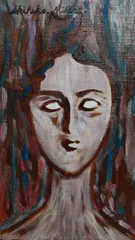 三原彰彦 サロン・ドトーヌ入選作家 油彩画 [brown beauty] 女性画 人物画 小品 絵画 美術品 インテリア art 原画  雑貨 油絵 アート M3号サイズ  現代アート ファション画 イラスト ドローイング brown 茶色 美人画 肖像画