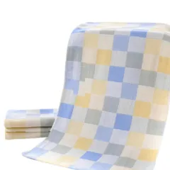 赤ちゃん キッズ ベビー ギフト 贈り物 内祝い 薄手 肌に優しい 吸収 (ブルー 綿 ３枚セット 70㎝×140㎝ バスタオル 70×140㎝) 大判ガーゼ LLASSANA】 【BEAU