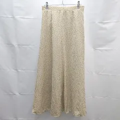 ◇ THE SHOP TK ドット柄 水玉 ウエストゴム ロング フレア スカート サイズL ベージュ レディース E  【1303090008277】