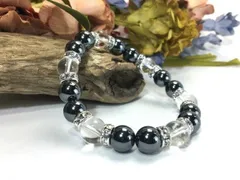 ヘマタイト×水晶 パワーストーン ブレスレット 天然石 10mm（シルバー）メンズ・レディース 男性・女性 数珠ブレス 開運  [3]