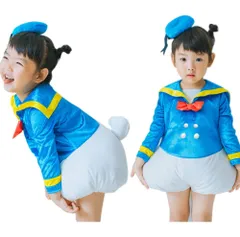 [SCLYX] キュートーなセーラー服 女の子 かわいい 2点セット ミニ帽子付 ダックコスチューム ダック服 ダック着ぐるみ衣装 鴨コスチューム ハロウィンコスチューム キッズコスチューム コスプレイベント仮装＃20355 (身長100-110cm)