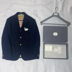 【最終】トムブラウン　スーツ　上下ジャケットネイビー THOM BROWNE トムブラウン セットアップ スーツ | SOHOO