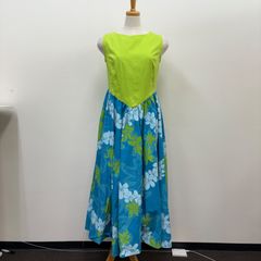 フラダンス　ダンス衣装　AvivaRe　ワンピース　ドレス　ムームー　黄緑　水色　Lサイズ