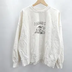 ◇ ⊇ earth music&ecology PEANUTS スヌーピー 長袖 トレーナー サイズF ホワイト レディース E  【1412090065354】