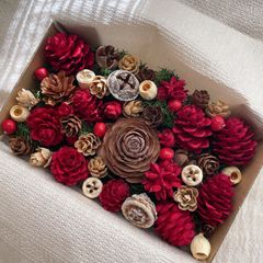 発送方法が変わりました！ドライフラワー ドライ ナッツ 木の実 詰め合わせ セットˎˊ˗ クリスマス　レッド　ナチュラルブラウン　ホワイト　ブラウンレッド　クリスマスBOX  クリスマス　No.100