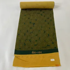 反物 優品 羽尺 羽織 和装コート 幾何学模様 深緑 正絹 【中古】