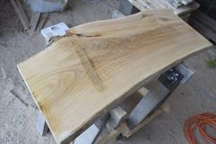 アウトレット クリ(栗)の一枚板 長さ約91cm 幅約36～43～38cm 厚さ約3.8cm DIY用 Z010