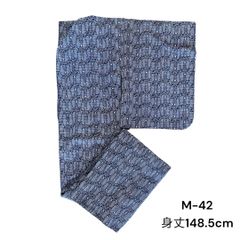 【M-42】 浴衣　紺　ネイビー　総絞り　身丈148.5　和洋折衷コーデ　和服　浴衣リメイク　かわいい　レトロのサムネイル