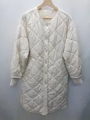 ■ pin'x ピンクス ロング丈 スナップボタン付き 長袖 キルティングジャケット サイズM ホワイト レディース E  【1405140032246】