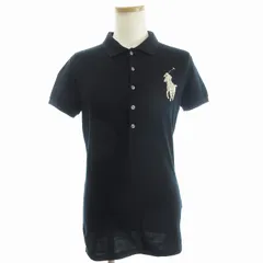 ラルフローレン RALPH LAUREN 美品 ポロシャツ カットソー 半袖 ビッグポニー 鹿の子 コットン 黒 ブラック M