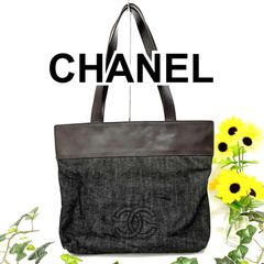 CHANEL シャネル ココマーク レザー×デニム トートバッグ ダーク