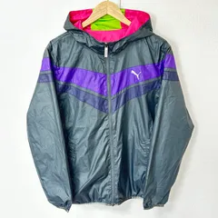 リバーシブル◎(^w^)b PUMA プーマ ウインドブレーカー ジャケット マウンテンパーカー ライトアウター ポリエステル100% ロゴ刺繍 スポーツ 運動 トレーニング アウトドア ダークグレー×ピンク レディース サイズM